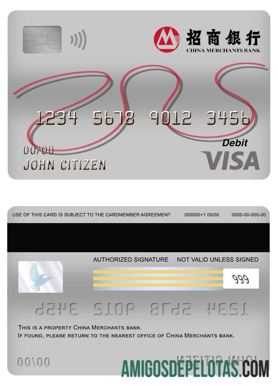 Cartão de débito Visa do China Merchants Bank baixar para verificação